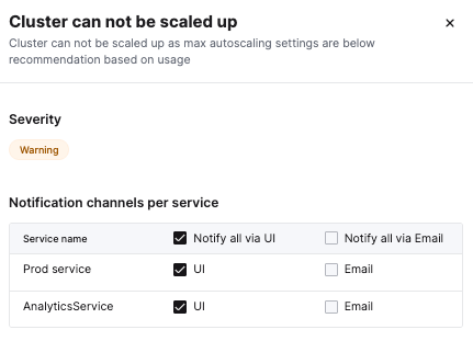 ClickHouse Cloud notification delivery settings